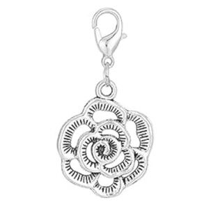 🌸NEW Silver Camellia Flower Mini Bag Charm/ Zipper Pull Charm/ Keychain